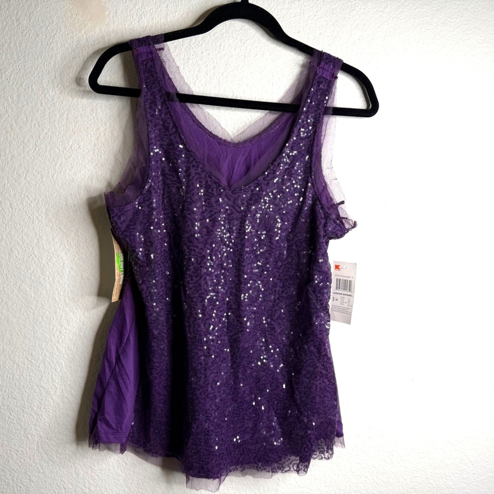 NWT Dream Out Loud Selena Gomez Top Purple Sz XL Sequins Whimsigoth Fairy Grunge